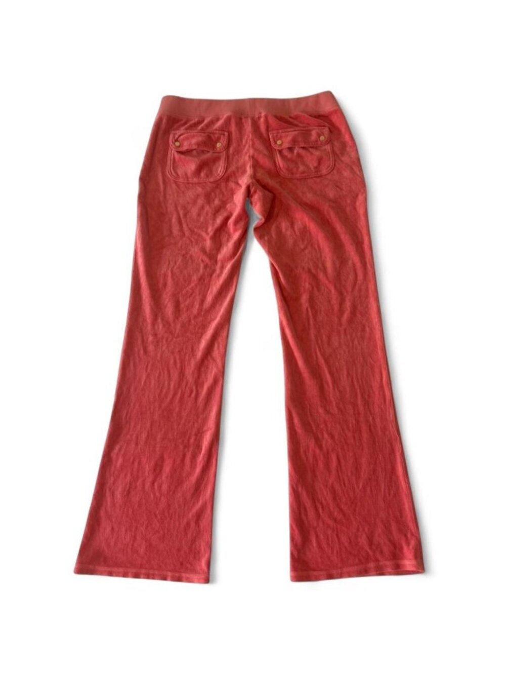 Y2K coral pink juicy couture low rise flare button back tracksuit pants